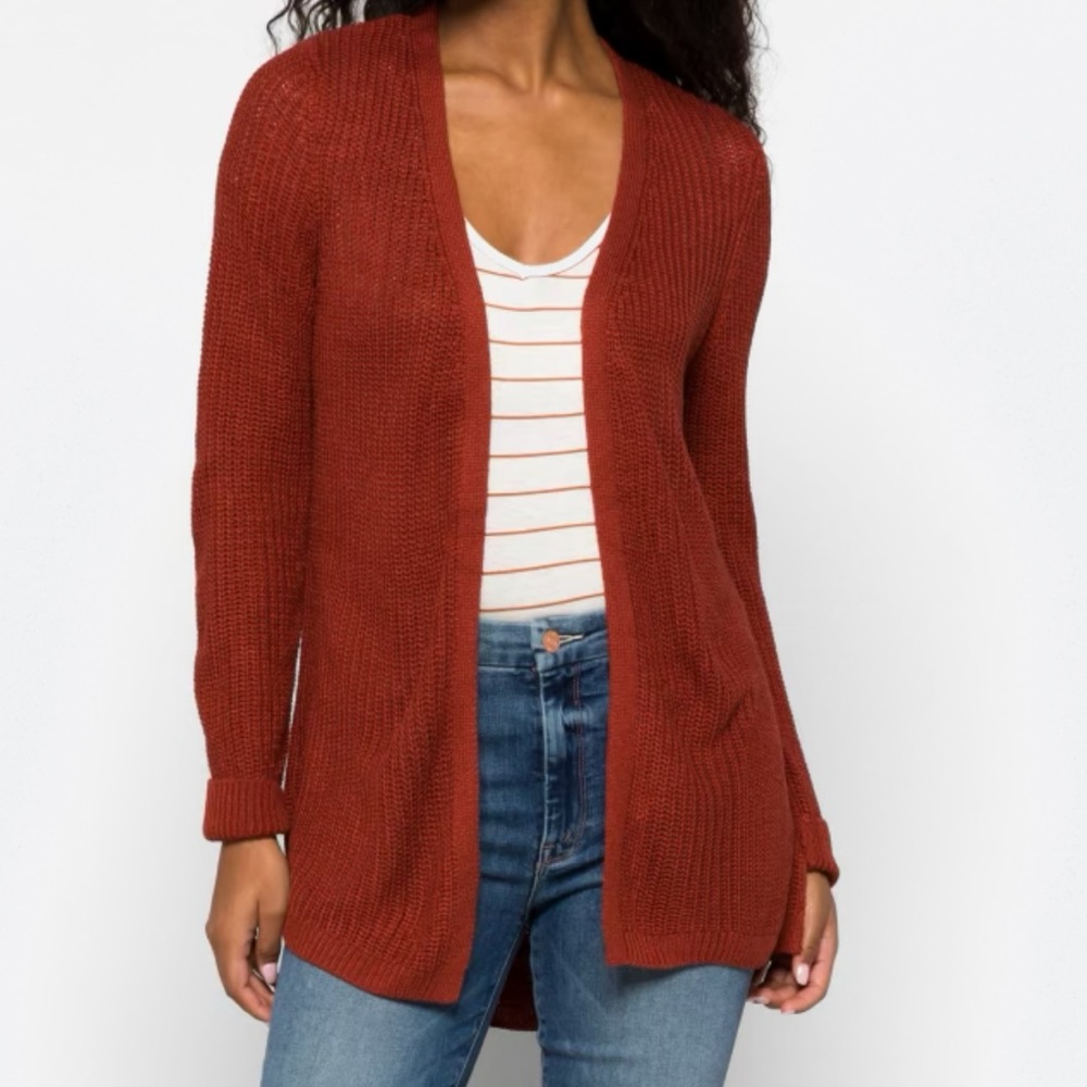 Chic Rust Open-Front Cardigan - Picture 6 of 8